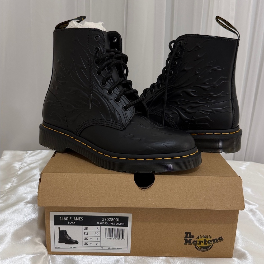 Dr. Martens Black 1460 Flames Boots